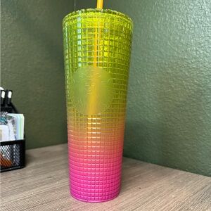 Pink and Yellow Square Studded Starbucks Tumbler